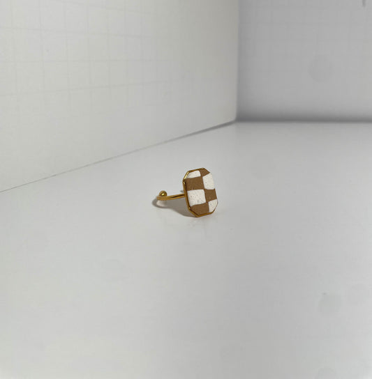 Checkered Diamond Shape Ring