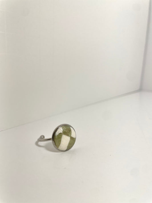 Sage Green Checkered Rings