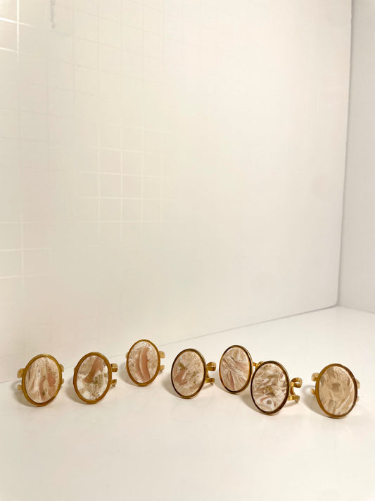 Golden Peach Sunrise Oval Rings