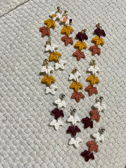 Mini Falling Leaves Earrings  (Set of 3)