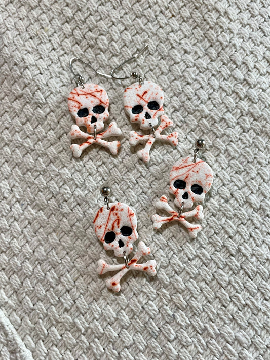 Bloody Skull & Cross Bone Earrings
