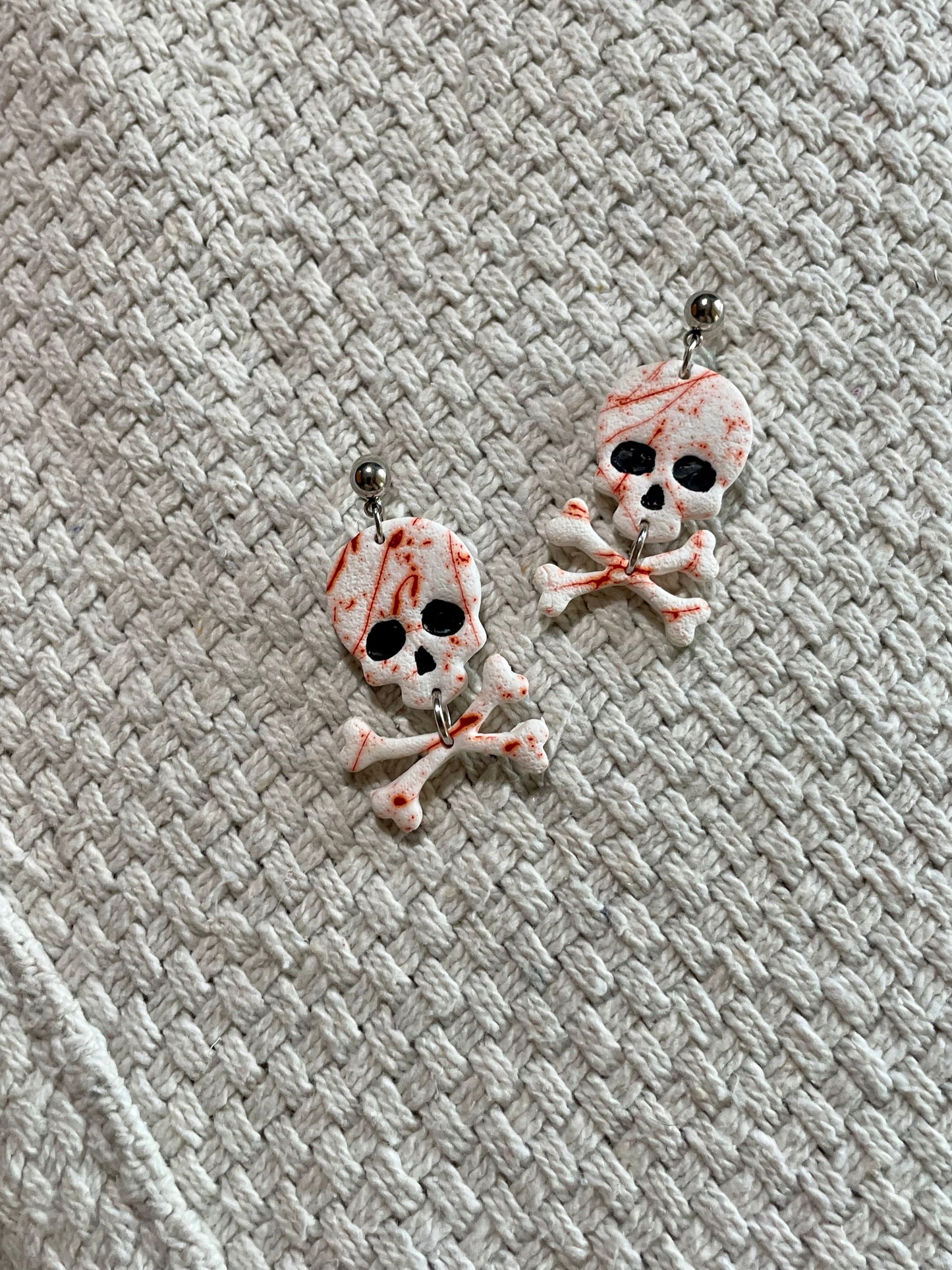 Bloody Skull & Cross Bone Earrings