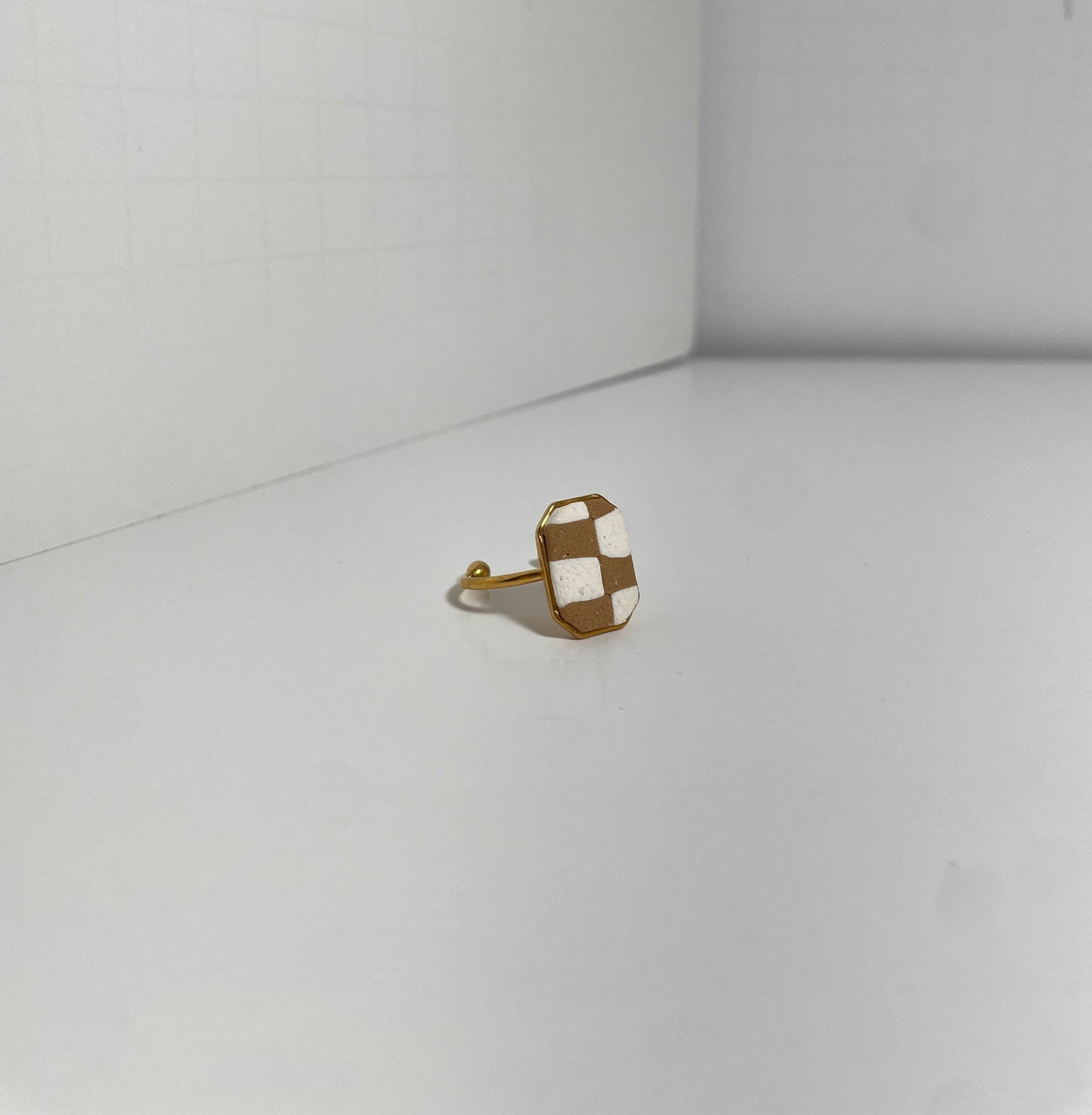 Checkered Diamond Shape Ring