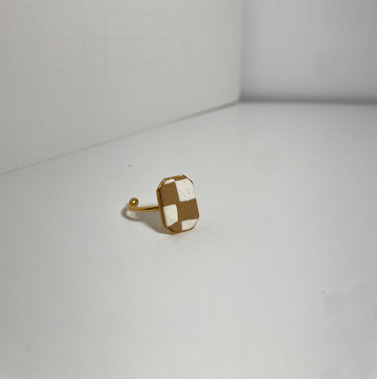 Checkered Diamond Shape Ring