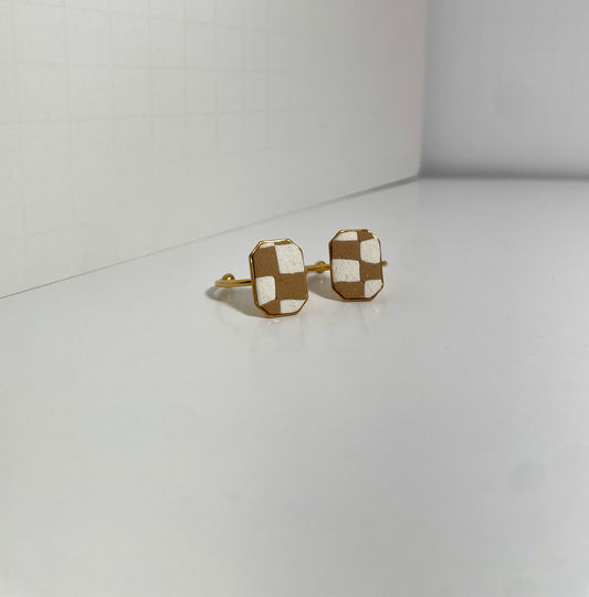 Checkered Diamond Shape Ring