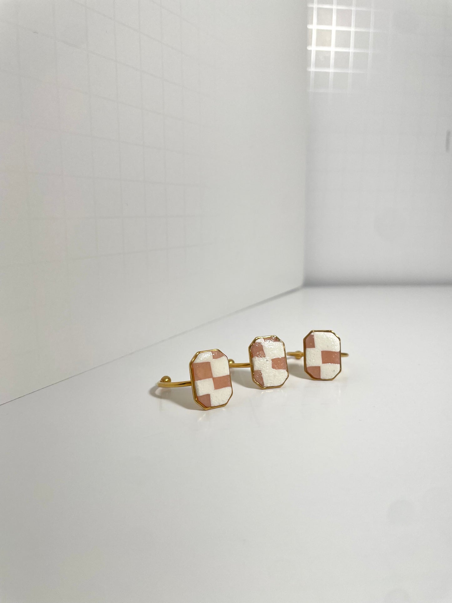 Peach Checkered Rings