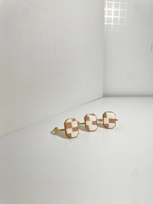 Peach Checkered Rings