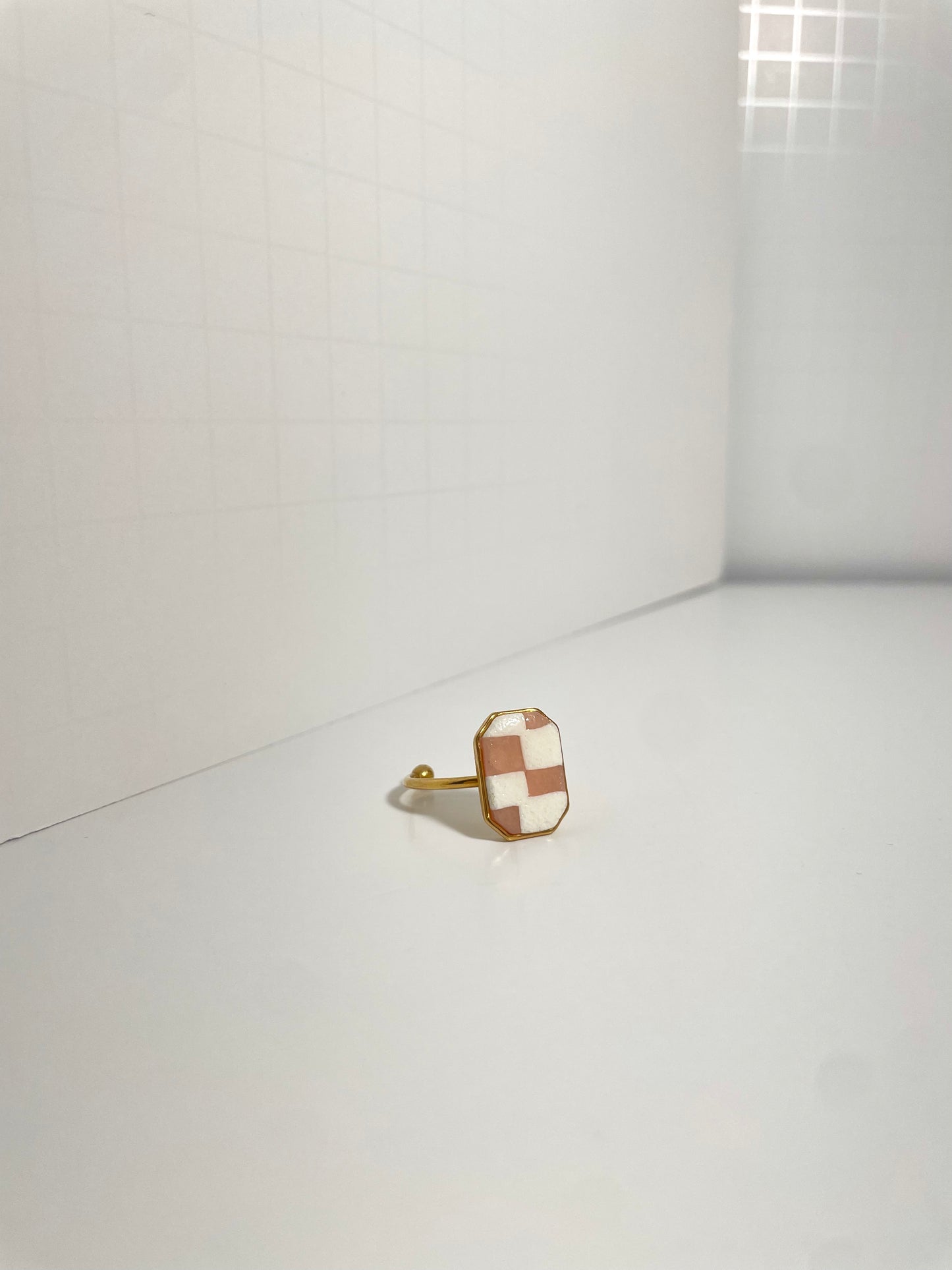 Peach Checkered Rings