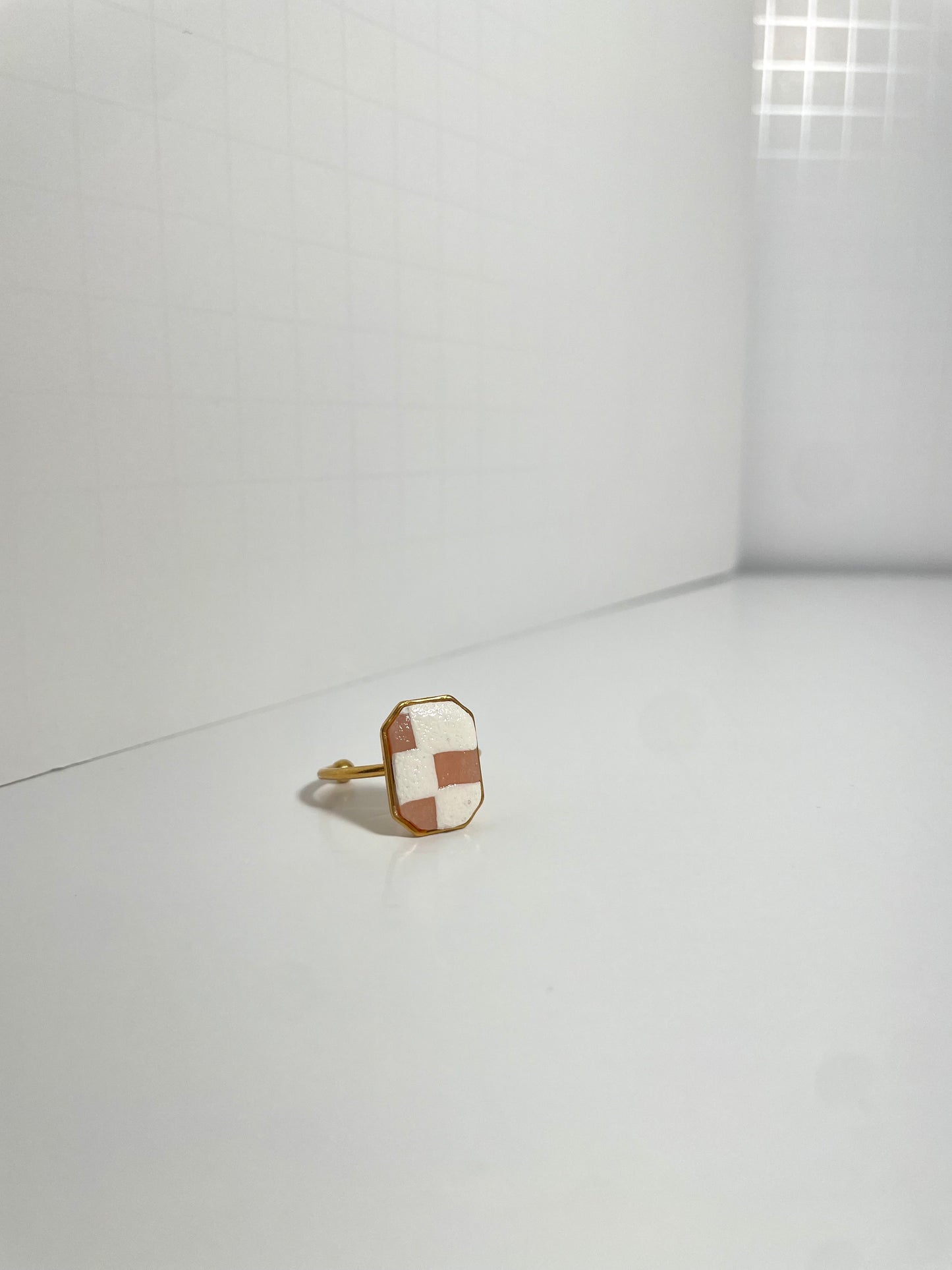 Peach Checkered Rings