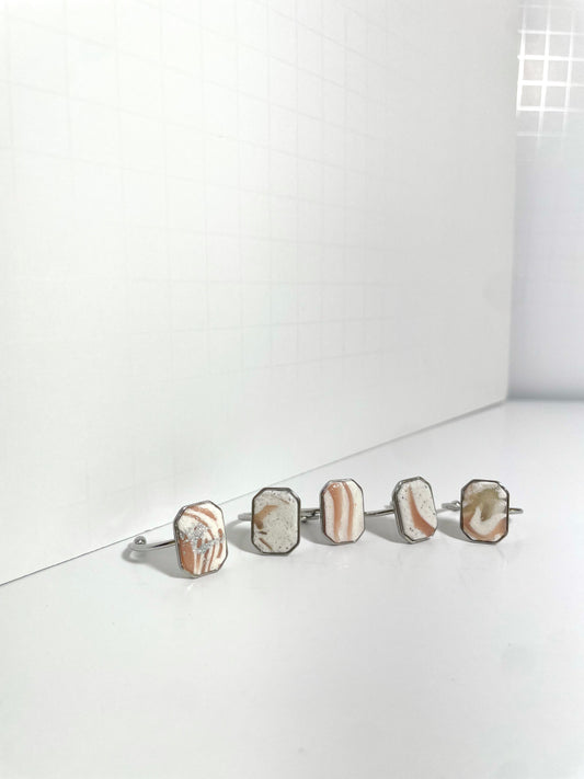 Ceramic Pink Swirl Rings