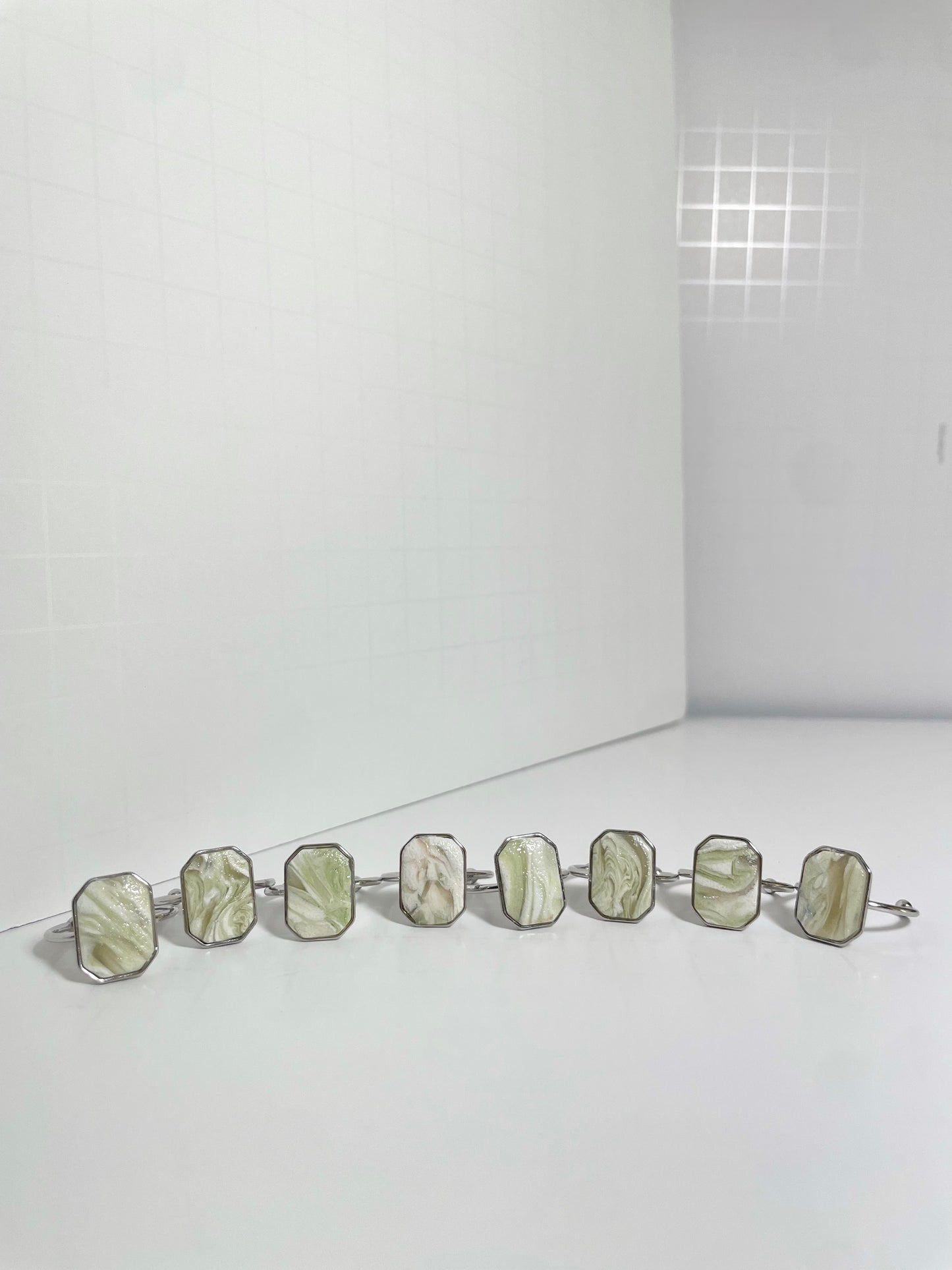 Soft Green Swirl Rings