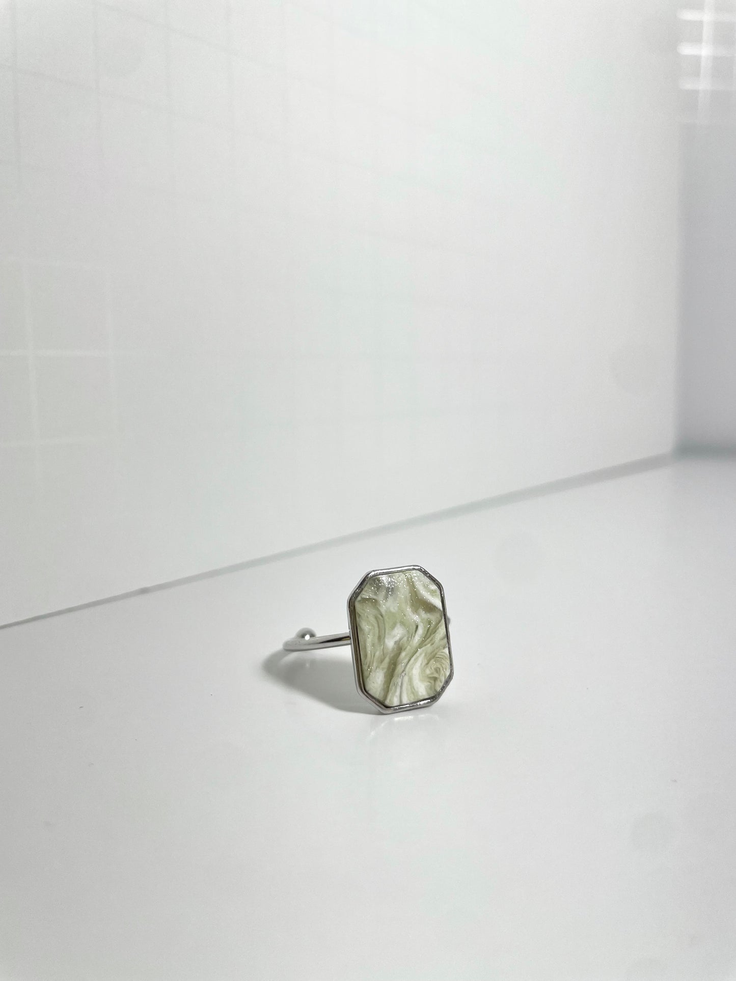 Soft Green Swirl Rings