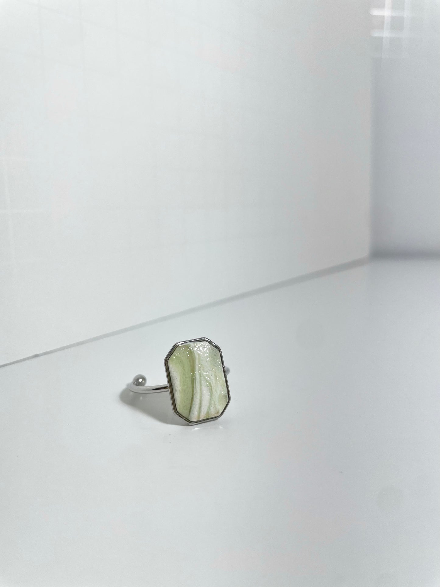 Soft Green Swirl Rings