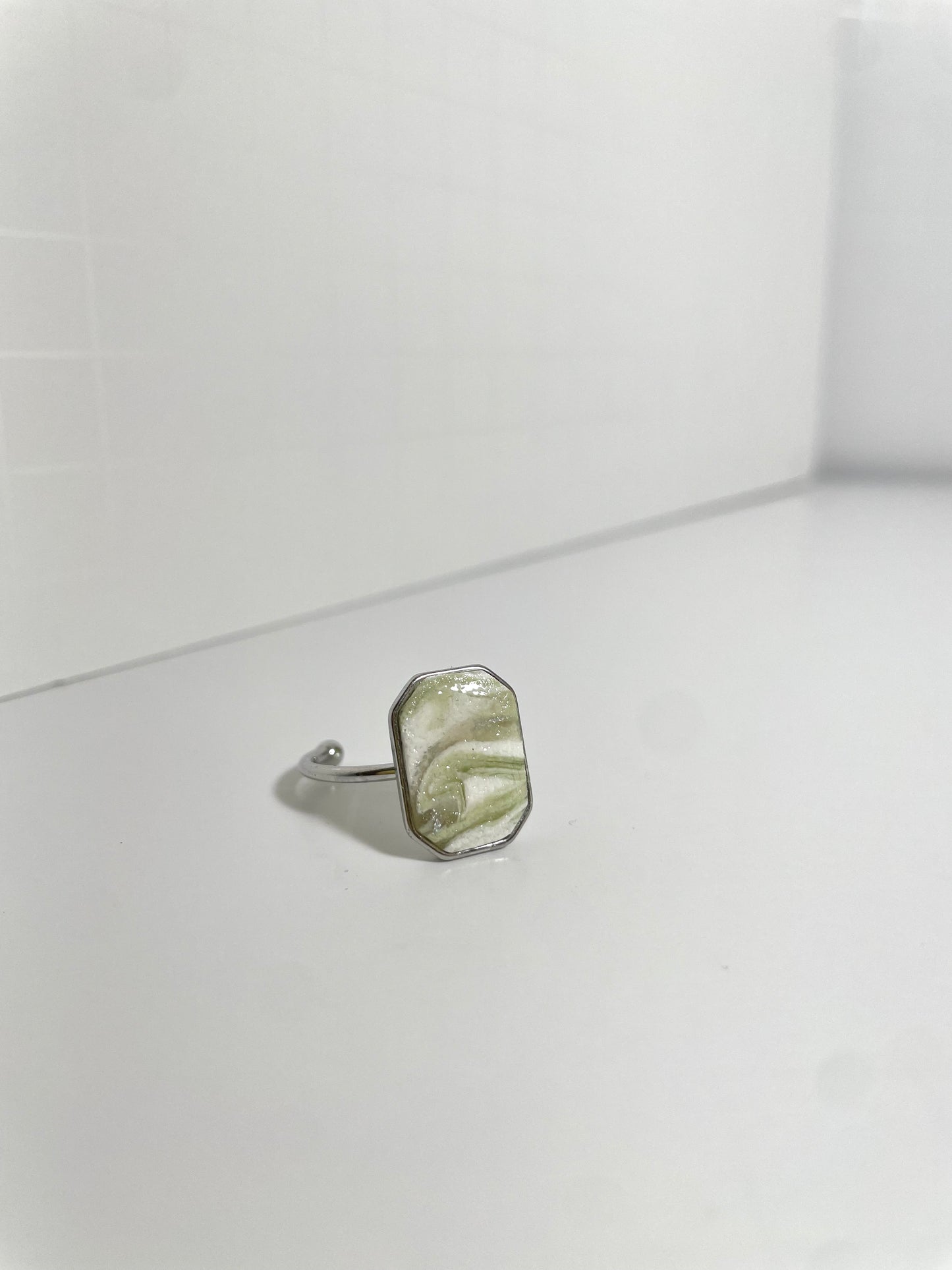 Soft Green Swirl Rings