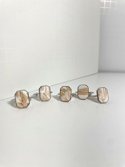 White Russian Swirl Rings