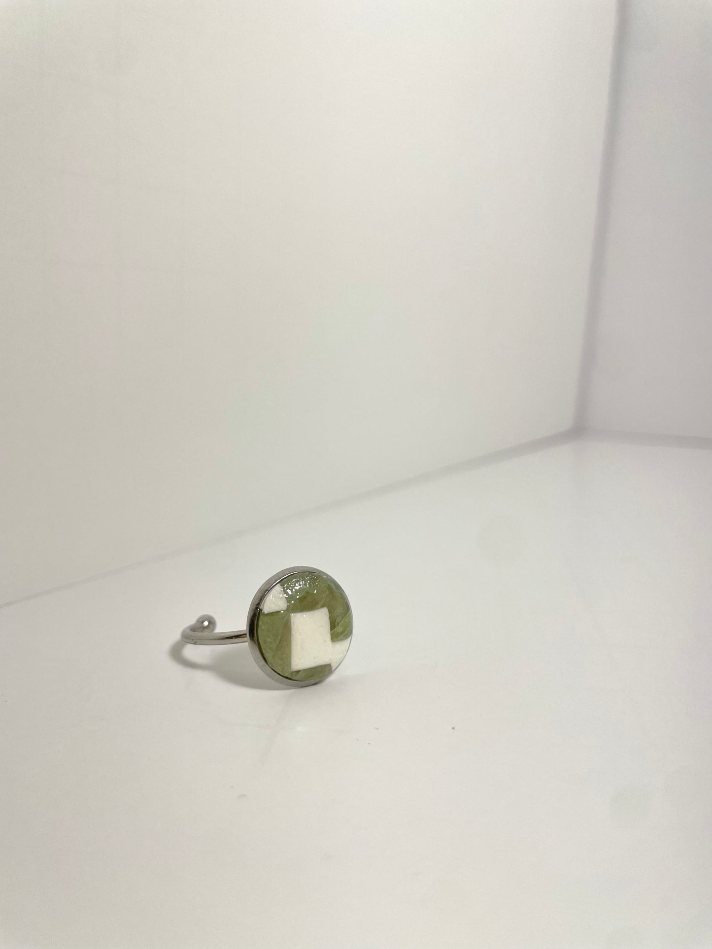 Sage Green Checkered Rings