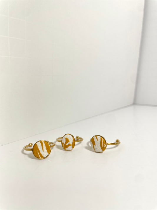 Mustard Swirl Circle Rings