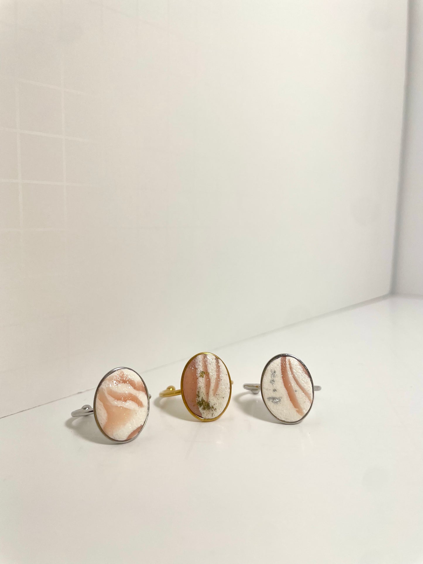 Ceramic Pink Oval Rings