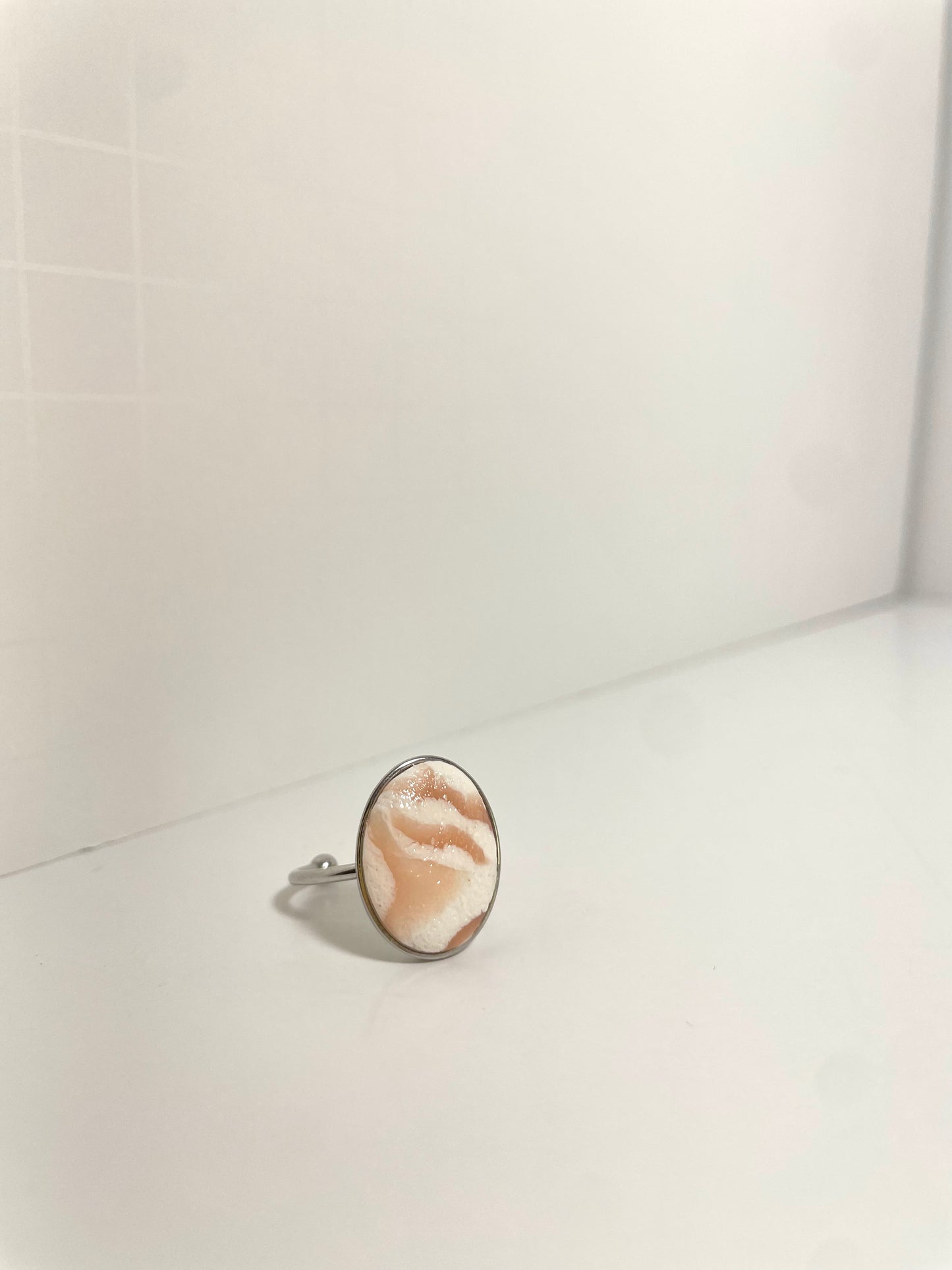 Ceramic Pink Oval Rings