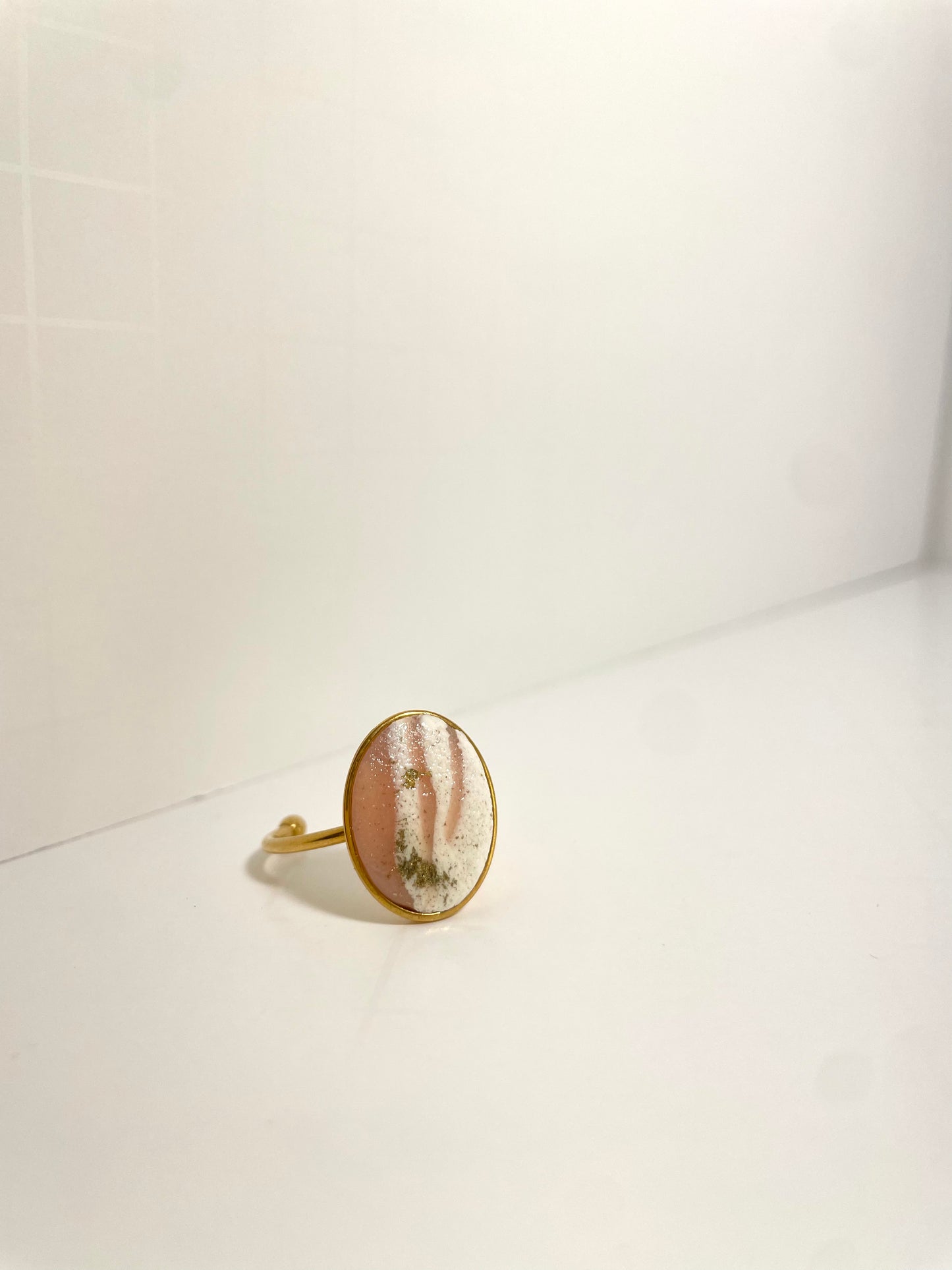 Ceramic Pink Oval Rings